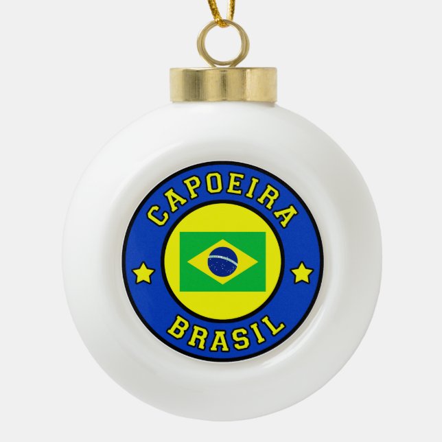 Capoeira Brasil Ceramic Ball Christmas Ornament (Front)