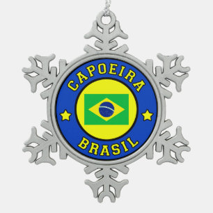 Capoeira Brasil Snowflake Pewter Christmas Ornament
