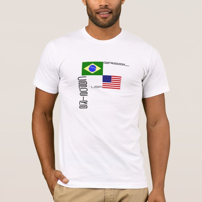 Capoeira: Brasil, USA flags T-Shirt (Front)