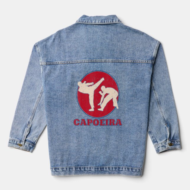 Capoeira Brazil Dancer Martial Training Athlete 1  Denim Jacket (Back)
