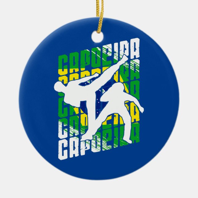 Capoeira Brazil Flag Dance Fight Mixed Martial Ceramic Ornament (Front)