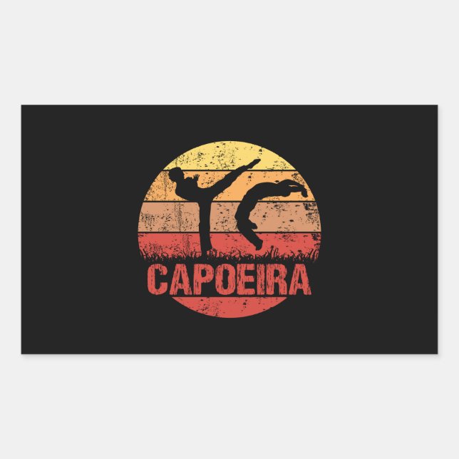 Capoeira Martial Art Sunset Silhouette Rectangular Sticker (Front)