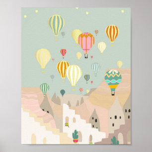 Cappadocia Day Art   Hot Air Balloon Turkey Travel Poster