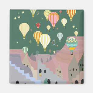 Cappadocia Night Art   Hot Air Balloon Turkey Magnet