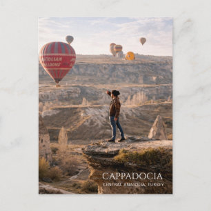 Cappadocia Turkey Hot Aair Balloon Watercolor Holiday Postcard