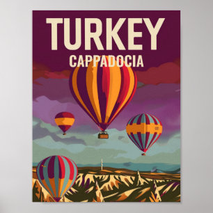 Cappadocia Turkey Vintage Famous Travel Place Poster