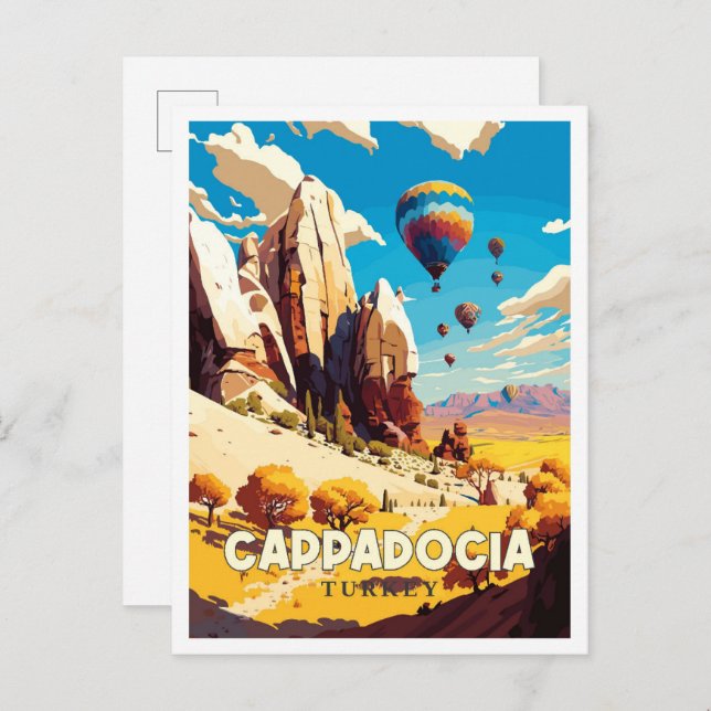 Cappadocia Turkey vintage travel illustration Postcard (Front/Back)