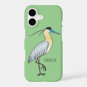 Capped heron bird cartoon illustration