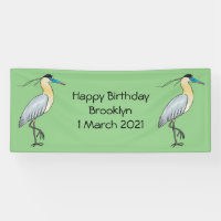 Capped heron bird cartoon illustration
