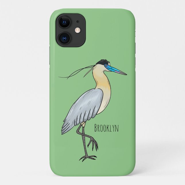 Capped heron bird cartoon illustration  Case-Mate iPhone case (Back)
