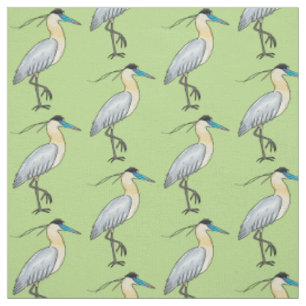 Capped heron bird cartoon illustration  fabric