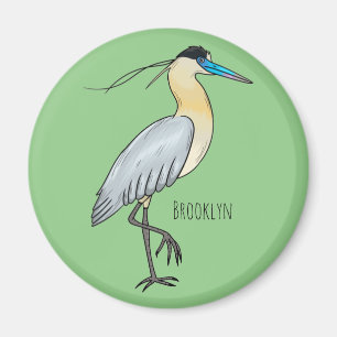 Capped heron bird cartoon illustration magnet
