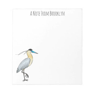 Capped heron bird cartoon illustration notepad