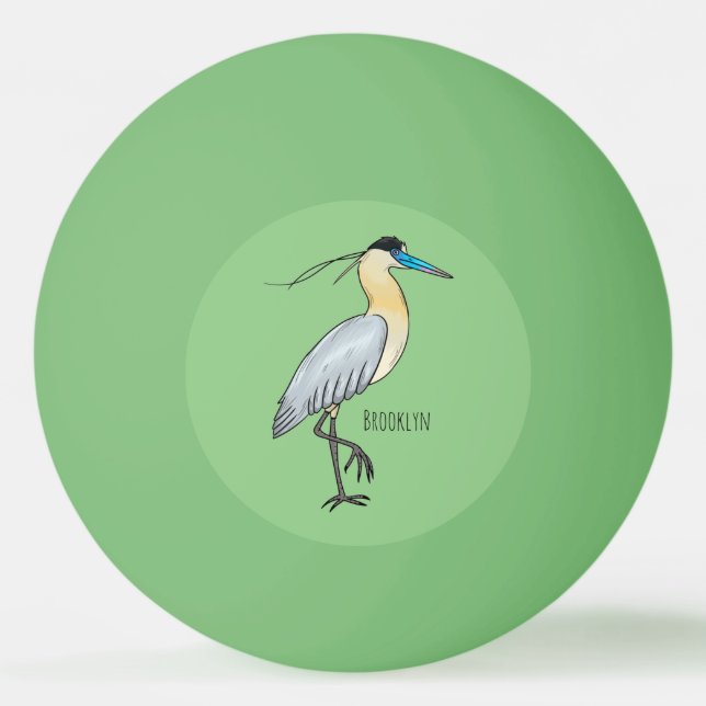 Capped heron bird cartoon illustration ping pong ball (Front)