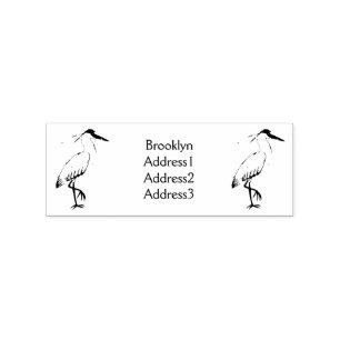 Capped heron bird cartoon illustration  rubber stamp