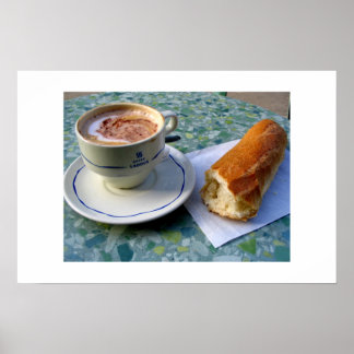 Cappuccino and Baguette Poster