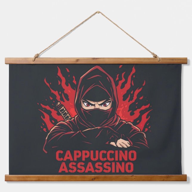 Cappuccino Assassino Coffee Lovers Italian Brainro Hanging Tapestry (Front)