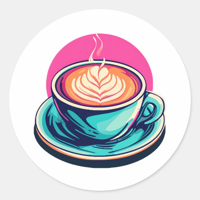 Cappuccino coffee cup classic round sticker (Front)