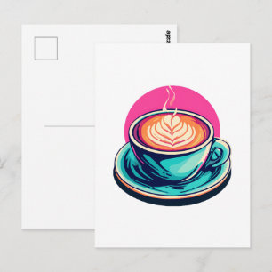 Cappuccino coffee cup postcard