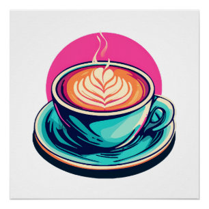 Cappuccino coffee cup poster