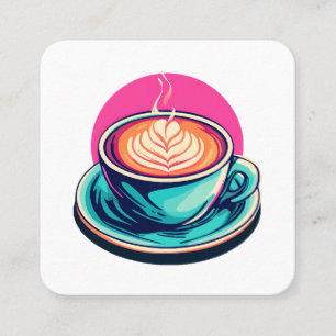 Cappuccino coffee cup square business card