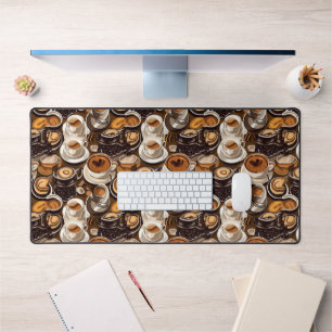 Cappuccino Coffee Oil Paint Pattern Desk Mat