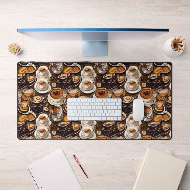 Cappuccino Coffee Oil Paint Pattern Desk Mat (Office 1)