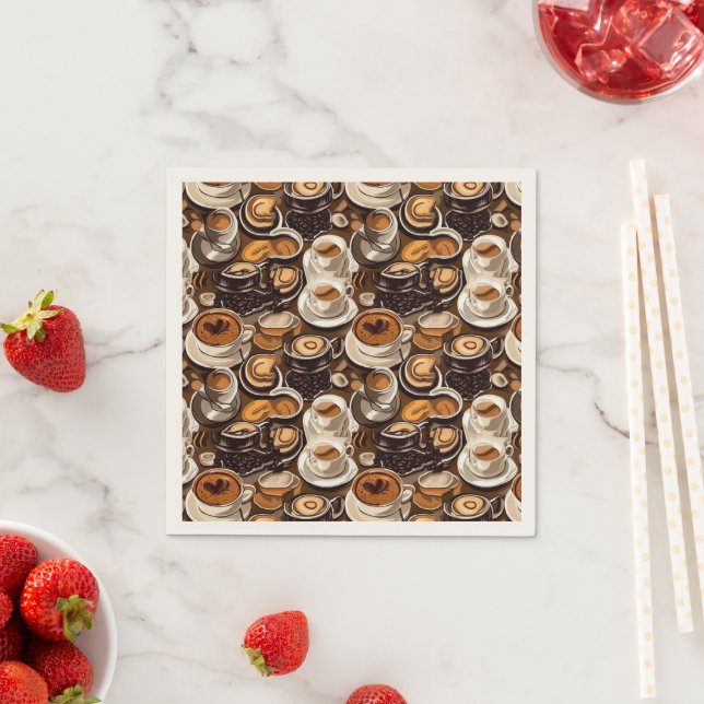 Cappuccino Coffee Oil Paint Pattern Napkin (Insitu)