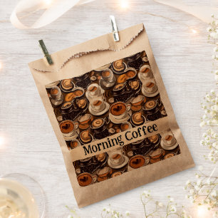 Cappuccino Coffee Oil Paint Pattern Personalised Favour Bag
