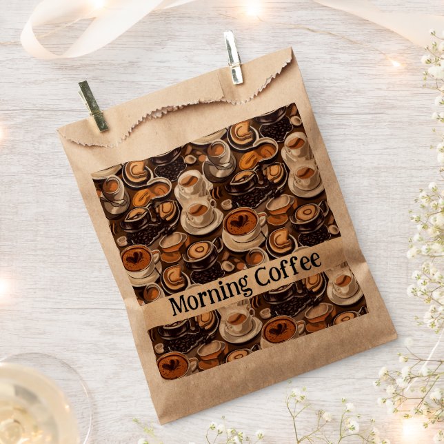 Cappuccino Coffee Oil Paint Pattern Personalised Favour Bag (Clipped)