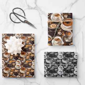 Cappuccino Coffee Oil Paint Pattern Personalised Wrapping Paper Sheet