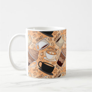 Cappuccino, Espresso, Latte, Mocha, Americano Fun Coffee Mug