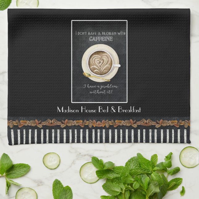 Cappuccino Heart Art Caffeine Coffee Bed Breakfast Tea Towel (Folded)