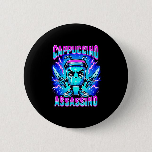 Cappuccino Ino Brainrot Italian Meme  6 Cm Round Badge (Front)