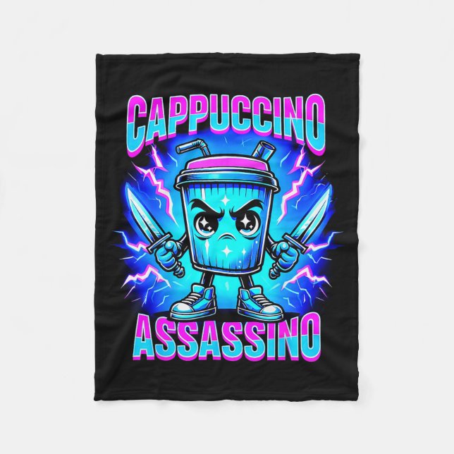 Cappuccino Ino Brainrot Italian Meme  Fleece Blanket (Front)
