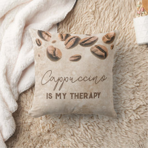 Cappuccino is My Therapy Cute Funny Saying Coffee Cushion