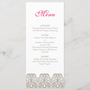 Cappuccino Lace Wedding Menu