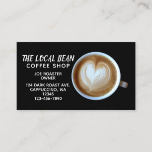Cappuccino Latte Coffee Shop   Simple Black Cafe Business Card