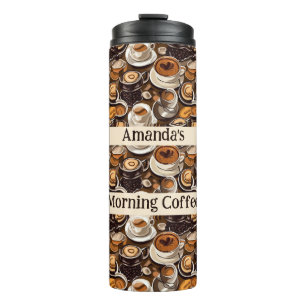 Cappuccino Oil Paint Pattern Personalised  Thermal Tumbler