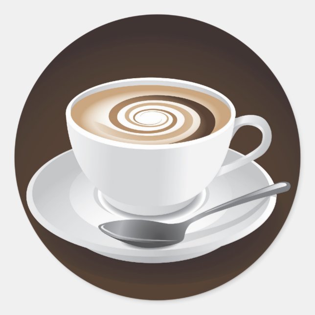 Cappuccino With Swirl Classic Round Sticker (Front)