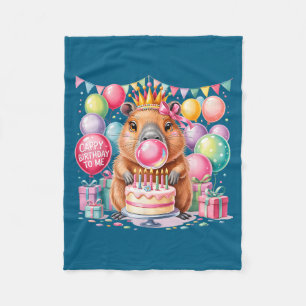 Cappy birthday to cute capybara birthday girls fleece blanket