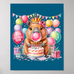 Cappy birthday to cute capybara birthday girls poster