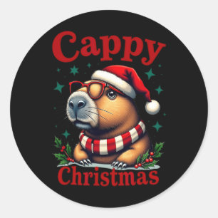 Cappy Christmas Capybara Holiday Artwork For Capyb Classic Round Sticker