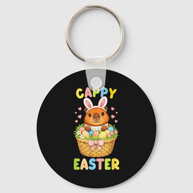 Cappy Easter Cute Capybara Bunny Ear  Key Ring (Front)
