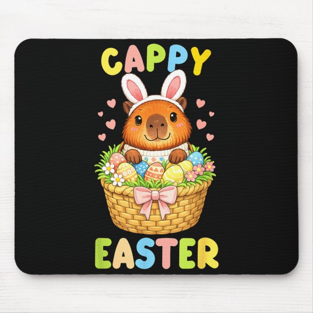 Cappy Easter Cute Capybara Bunny Ear  Mouse Pad (Front)