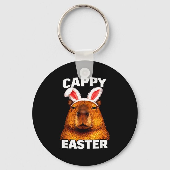 Cappy easter funny capybara bunny ears animal  key ring (Front)