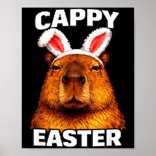 Cappy easter funny capybara bunny ears animal poster