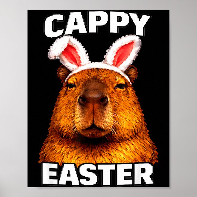 Cappy easter funny capybara bunny ears animal  poster (Front)