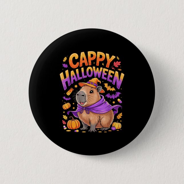 Cappy Halloween Capybara Witch  6 Cm Round Badge (Front)
