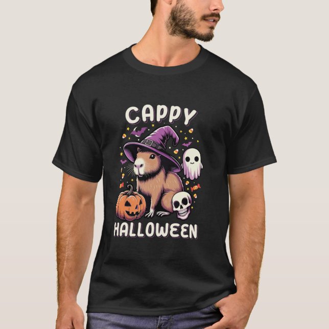 Cappy Halloween Costume Pumpkin Funny Capybara Hal T-Shirt (Front)
